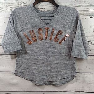 Justice Gray Sequin Top Size 10